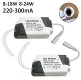 Источник тока, светодиодный драйвер LED Driver 8-24W 300мА, вход AC 185-265V, выход DC 24-96V 300мА, для светодиодов 8-24 Вт
