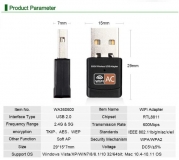 Мини WiFi Dual Band USB адаптер 600Mbps 802.11ac/n/g/b wifi Adapter 2.4 + 5 ГГц, чип RTL8811