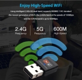 Мини WiFi Dual Band USB адаптер 600Mbps 802.11ac/n/g/b wifi Adapter 2.4 + 5 ГГц, чип RTL8811