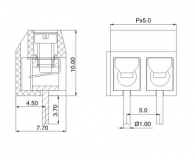 KF301-2P 5.0 синий клеммник винтовой