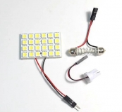 Светодиодная сборка 24 smd 5050 светодиодов, белый цвет, 12В с переходниками T10 BA9S