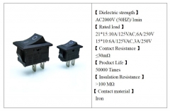 KCD1-101 переключатель двухвыводной  3A 250VAC / 6A 125VAC