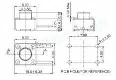 Кнопка тактовая TS-033C 6 * 6 * 4,5 мм
