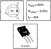 IRFP460, MOSFET N-канал (500В, 20А, 280Вт, 0.27 Ом)