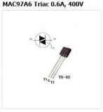 MAC97A6 97A6, cимметричный триодный тиристор, 0.6А, 400В (TO-92)