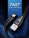 Кабель USB Type C - USB 1м, максимальный ток 2.4А, защите от изломов, Floveme