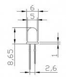 Светодиод желтый 5мм (2.0-2.2В, 5mA-20mA) F5 8000 mcd 587-590nm 20-25 degree