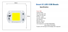 Сверхяркий COB светодиод 30 Вт белый цвет 6000-6500К 2700 Lm 220-240В AC