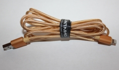Кабель USB Lightning 8pin для Apple iPhone X, XS, XR, 8, 7, 6, 5, iPad mini, iPad 4, iPod touch 5, длина 2м, C48 Chip, SUNTAIHO, цвет золотой