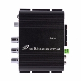 Компактный готовый усилитель 2.1, мощность  2 х 15Вт + 20Вт subwoofer, 12-18В, в корпусе