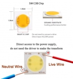 Сверхяркий светодиод 5W белый теплый цвет (2800-3500K, 500 lm, 220-240В AC) 13.5*13.5мм