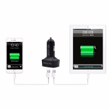 Двойной интеллектуальный USB-адаптер от прикуривателя 2 х 5В 3.1А с вольтметром, амперметром и термометром °C, красный дисплей