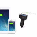Двойной интеллектуальный USB-адаптер от прикуривателя 2 х 5В 3.1А с вольтметром, амперметром и термометром °C, красный дисплей