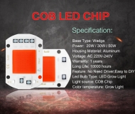 Светодиод 20 Вт широкий спектр 380-840нм 220-265В AC COB