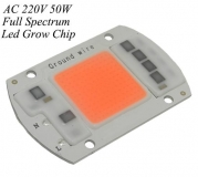 Светодиод 50 Вт широкий спектр 380-840нм 220-265В AC COB
