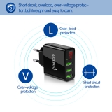 Адаптер питания - зарядное устройство AC 100-240В - DC 5В 3А три порта USB с вольтметром и амперметром (для зарядки планшетов и смартфонов)