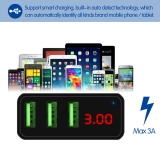 Адаптер питания - зарядное устройство AC 100-240В - DC 5В 3А три порта USB с вольтметром и амперметром (для зарядки планшетов и смартфонов)