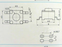 Кнопка тактовая SMD 4,5 * 4,5 * 3,5 мм