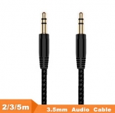 Кабель аудио соединительный Jack 3,5мм (стерео) вилка - Jack 3,5мм (стерео) вилка, 3-pin, 3м, тканевая оплетка, черный