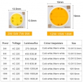 Сверхяркий светодиод 12W белый теплый цвет (2800-3500K, 1200 lm, 220-240В AC) 19*19мм