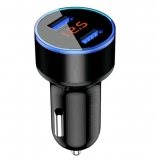 Двойной интеллектуальный USB-адаптер от прикуривателя 2 х 5В 3.1А с вольтметром и амперметром, красный дисплей