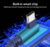 Кабель USB Type C - USB 1м угловой, ток 2А, повышенная прочность, отделка джинсовая ткань