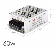 Источник питания (преобразователь AC-DC) S-60W-12 (110 / 220В) - 12В 5А) размер 85x60x34 мм