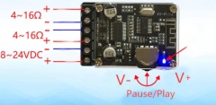 Компактный стереоусилитель XY-P15W 2*20Вт с Bluetooth 5,0 класс D, питание 8-24В