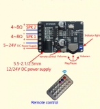 Компактный стереоусилитель XY-P40W 2*40Вт с Bluetooth 5,0 класс D, питание 6-26В, с корпусом и пультом ДУ