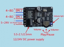 Компактный стереоусилитель XY-P40W 2*40Вт с Bluetooth 5,0 класс D, питание 6-26В, с корпусом и пультом ДУ