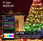 Новогодняя гирлянда на управляемых светодиодах  WS2812B RGBIC, 10м 100 светодиодов, IP65, питание USB 5В с пультом ДУ, Bluetooth, приложение Android/Apple