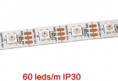 Гибкая светодиодная лента SMD 5050 RGB WS2812B 60 светодиодов/метр, 5В RGB, IP30, белая подложка