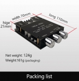 Компактный стереоусилитель ZK-1002T HiFi 2*100Вт с Bluetooth 5,0 и темброблоком на TPA3116D2, класс D, 12-24В