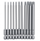 Набор магнитных бит 100мм S2 Torx T5, T6, T7, T8, T9, T10, T15, T20, T25, T30, T40, 11 предметов