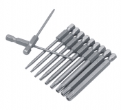 Набор магнитных бит 100мм S2 Torx T5, T6, T7, T8, T9, T10, T15, T20, T25, T30, T40, 11 предметов