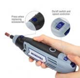Минидрель - гравер WORKPRO W004567AS 130Вт 220В, до 36000 об/мин, + набор аксессуаров