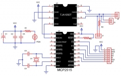 Плата модуля CAN Bus MCP2515 с SPI интерфейсом с приемопередатчиком TJA1050 HW-184