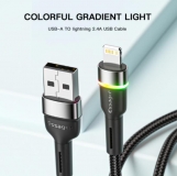 Кабель USB Lightning 8pin - USB 1м, максимальный ток 2.4А, защите от изломов, ESSAGER, для Apple iPhone Ipad