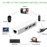 USB 2.0 концентратор (HUB) на три USB-порта + Ethernet, порт 10/100 Мбит/с RJ45