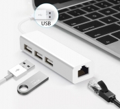 USB 2.0 концентратор (HUB) на три USB-порта + Ethernet, порт 10/100 Мбит/с RJ45
