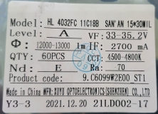 Сверхяркий светодиод 90 Вт белый цвет 4500-4800К 12000-13000 Lm 33-35.2В 2700мА