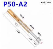 Пружинный контакт-зонд P50-A2, (16.55мм, диаметр 0.68мм / 0.9мм, давление пружины 75г)