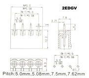 Клеммная колодка 2EDG-5.08-4P + 2EDGR-5.08-4P (пара) 300В 10А
