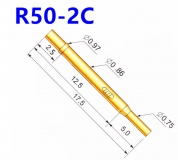 Гнездо (гильза) для пружинного контакт-зонда R50-2C, (17.5мм, диаметр хвостовика 0.86мм, глубина 2.5мм)