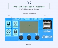 Солнечный контроллер заряда аккумуляторной батареи PWM-30A с ШИМ и USB-выходом (12В / 24В 30А)