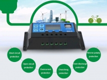 Солнечный контроллер заряда аккумуляторной батареи PWM-30A с ШИМ и USB-выходом (12В / 24В 30А)