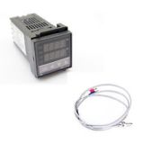 Двойной цифровой регулятор температуры REX-C100 FK02-V*AN с термопарой типа K, 0° ~ +400° 100 ~ 250V, SSR выход + SSR реле 25А