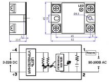 Твердотельные реле SSR-60 DA-H (60A, 90-480 В (AC), FOTEK/FQTER, однофазное)