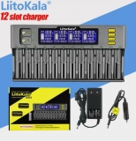 Зарядное устройство LiitoKala LII-S12 для 1-12 аккумуляторов Li-Ion, Li-Pol, LiFePo4, Ni-MH/Cd типа A, AA, AAA, 18650, 14500 и т.д. с блоком питания AC 220В / DC 12В
